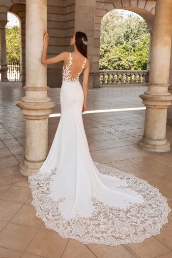 Pronovias backless crepe mermaid wedding dress