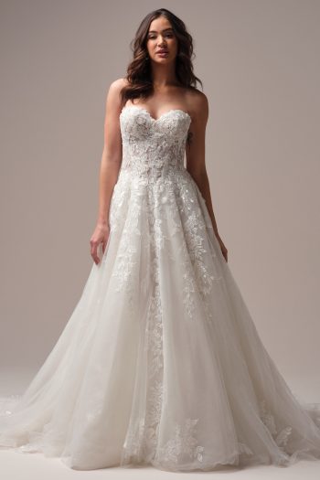 Sottero and Midgley ballgown wedding dress Darren. Lace glitter tulle with a sweetheart neckline.
