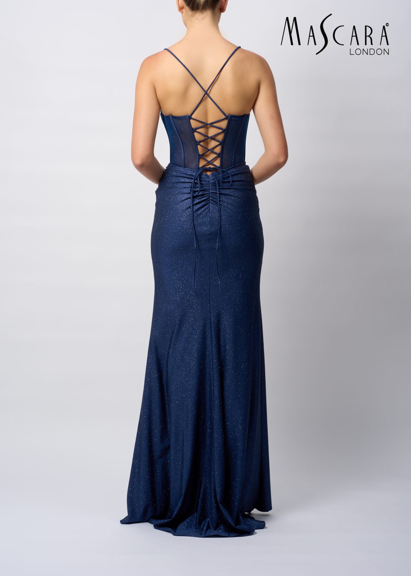 MC114414 MC114414 Aline chiffon and lace Prom dress with tie back detail.